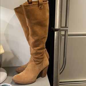 UGG Ava Sueded Knee high Sherpa-lined Boots